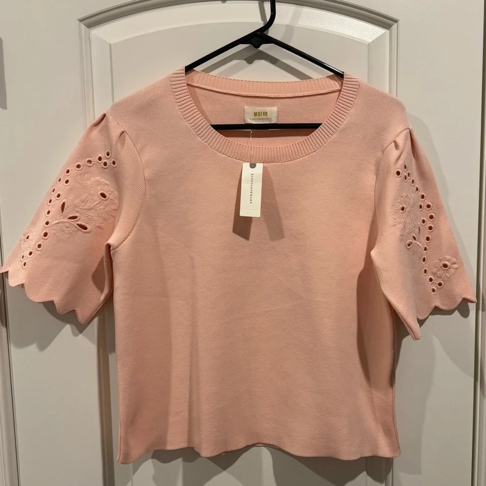 Anthropologie Maeve NWT Scalloped Twofer Sweater Tee - Picture 4 of 8